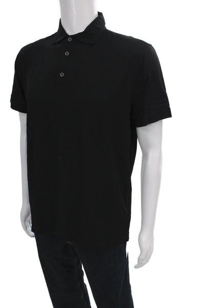 Della Ciana Mens Short Sleeve Collared Knit Polo Shirt Black Cotton Size IT 54