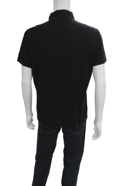 Della Ciana Mens Short Sleeve Collared Knit Polo Shirt Black Cotton Size IT 54