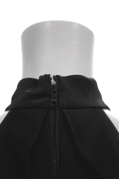 Alice + Olivia Women Black Halter Sleeveless Romper Zip Polyester Size 4