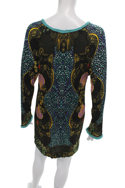 Custo Barcelona Women Kaftan Dress V Neck Long Sleeve Polka Dot Viscose Size M