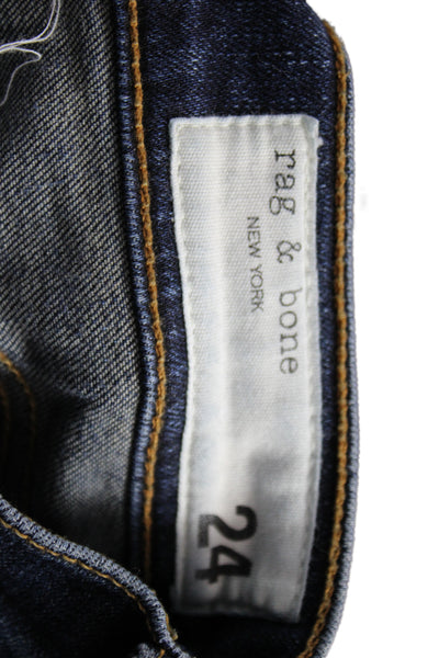 Rag & Bone Womens Skinny Ankle Jeans Dark Blue High Rise Size 24