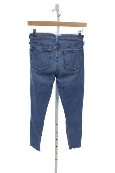 Rag & Bone Women Skinny Jeans Blue High Rise Distressed Cotton Size 24