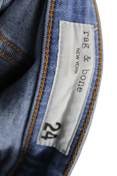 Rag & Bone Women Skinny Jeans Blue High Rise Distressed Cotton Size 24