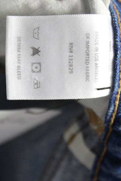 Grlfrnd Women Cut-Off Blue Cotton Distressed Button Shorts Size 26