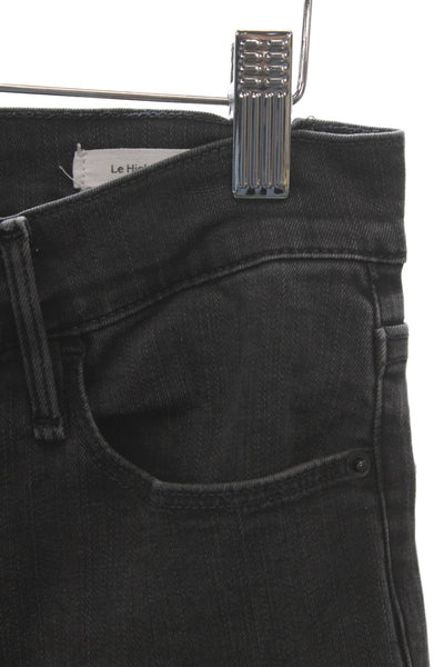 Frame Womens Ankle Jeans High Rise Black Distressed Cotton Size 27