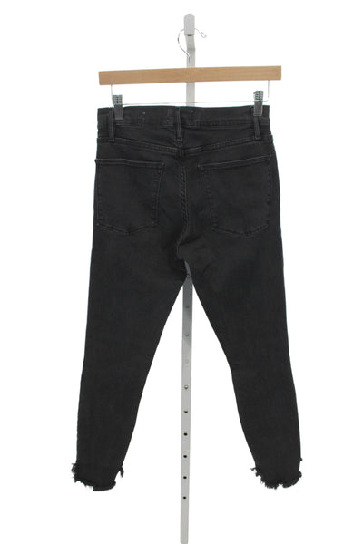 Frame Womens Ankle Jeans High Rise Black Distressed Cotton Size 27