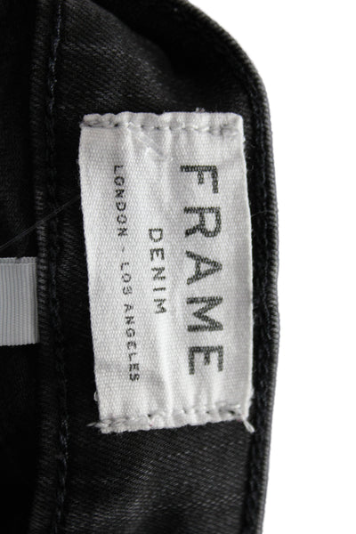 Frame Womens Ankle Jeans High Rise Black Distressed Cotton Size 27