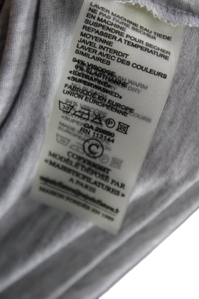 Majestic Filatures Womens Gray Viscose Short Sleeve T-Shirt Size 4