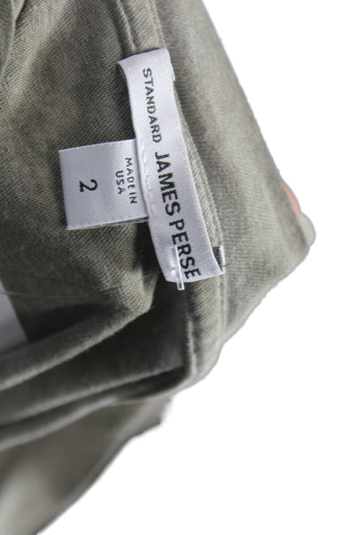 Standard James Perse Womens Basic T-Shirt Green Crew Neck Short Sleeve Size 2