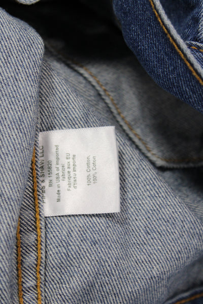 Veronica Beard Women Basic Jacket Blue Cotton Button Short Sleeve Size S