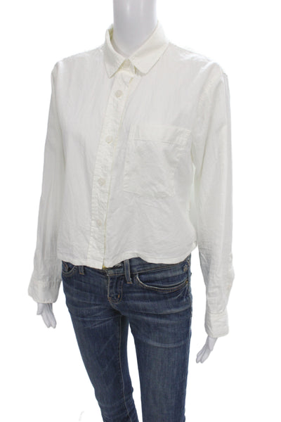 Retrofete Women Basic Button Cotton Blue Long Sleeve Jacket Size M
