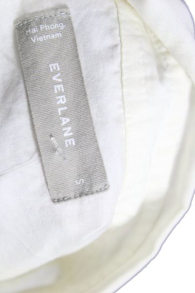 Everlane Women Cropped White 100% Cotton Button Up Long Sleeve Size S