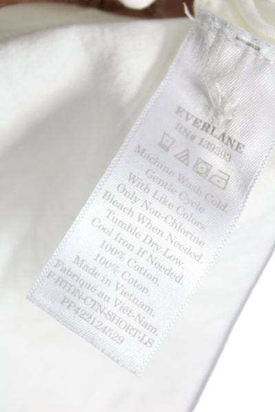 Everlane Women Cropped White 100% Cotton Button Up Long Sleeve Size S
