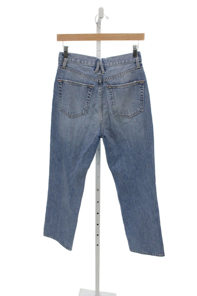 Slvrlake Unisex Straight Cropped Jeans Blue High Rise 100% Cotton 90s Size 27