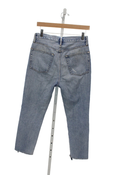 Frame Womens Tapered High Rise Distressed Blue Cotton Jeans Size 26