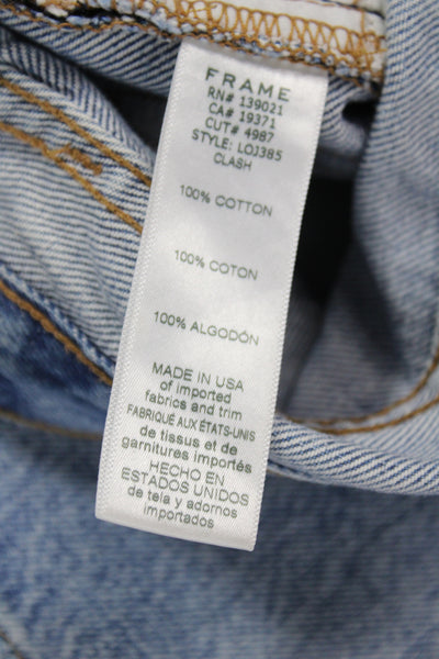 Frame Womens Tapered High Rise Distressed Blue Cotton Jeans Size 26