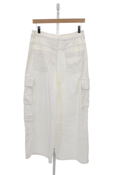 The Frankie Shop Womens Cargo Pants White Cotton High Rise Size S