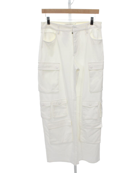 The Frankie Shop Womens Cargo Pants White Cotton High Rise Size S