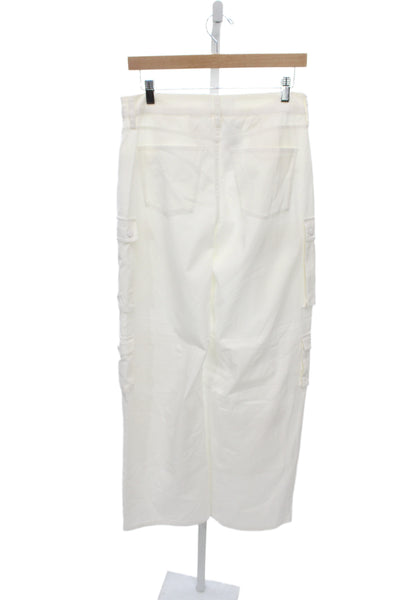 The Frankie Shop Womens Cargo Pants White Cotton High Rise Size S