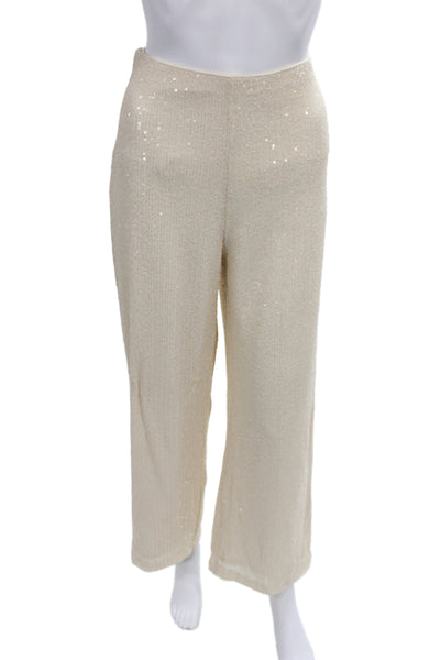 Daphnea Women Dress Pants Ivory Polyester Zip Closure Inseam 29 Size L