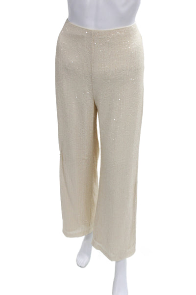 Daphnea Women Dress Pants Ivory Polyester Zip Closure Inseam 29 Size L