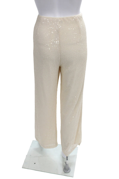 Daphnea Women Dress Pants Ivory Polyester Zip Closure Inseam 29 Size L
