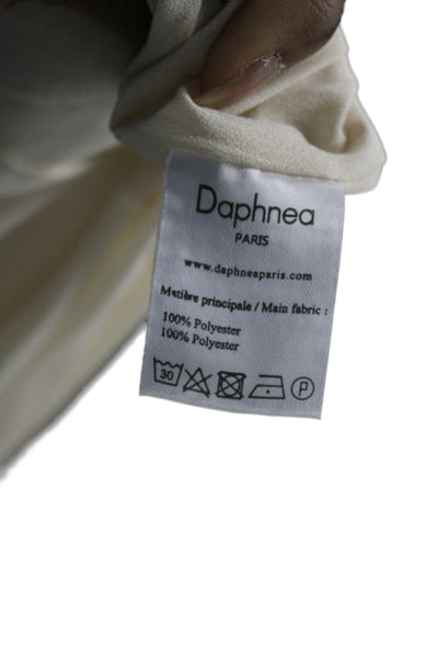 Daphnea Women Dress Pants Ivory Polyester Zip Closure Inseam 29 Size L