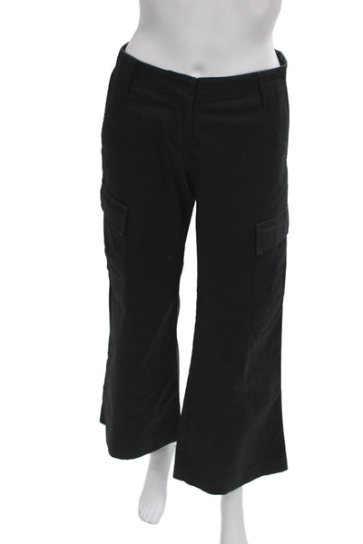 Dana Foley NYC Womens Cargo Pants Black Cotton Button Inseam 29 Size M
