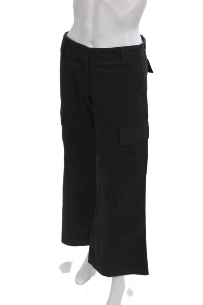 Dana Foley NYC Womens Cargo Pants Black Cotton Button Inseam 29 Size M