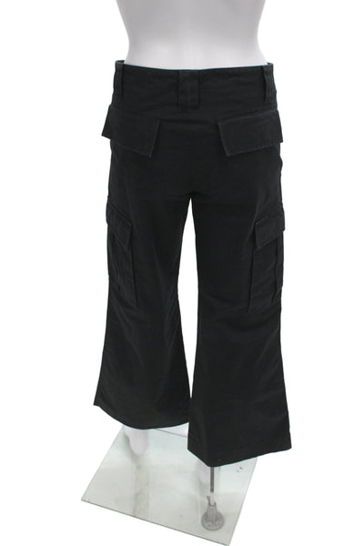 Dana Foley NYC Womens Cargo Pants Black Cotton Button Inseam 29 Size M