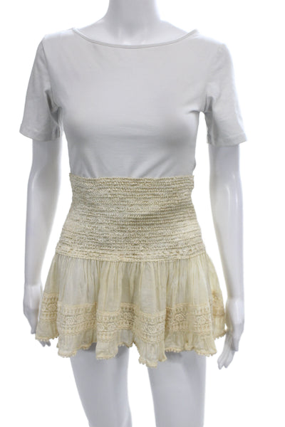 Sunday Tropez Womens Mini Silk Skirt Ivory Pull On Beach Spring Size One Size