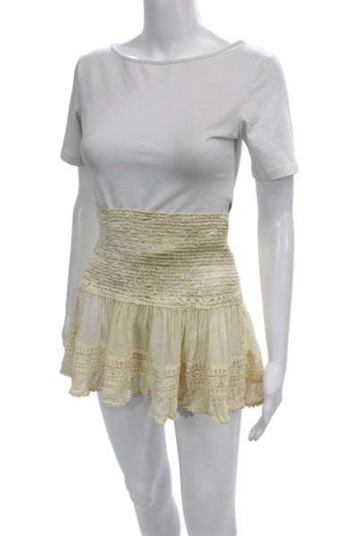Sunday Tropez Womens Mini Silk Skirt Ivory Pull On Beach Spring Size One Size