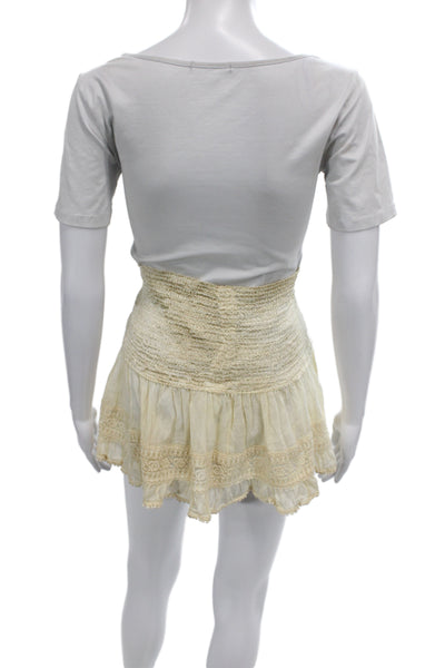 Sunday Tropez Womens Mini Silk Skirt Ivory Pull On Beach Spring Size One Size