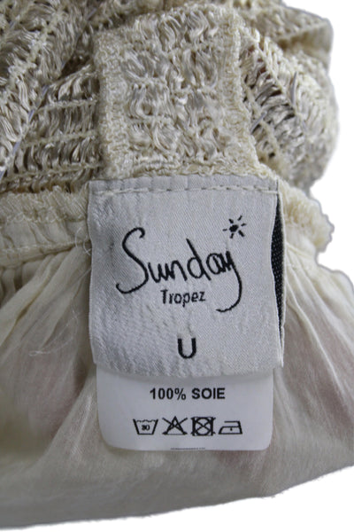 Sunday Tropez Womens Mini Silk Skirt Ivory Pull On Beach Spring Size One Size