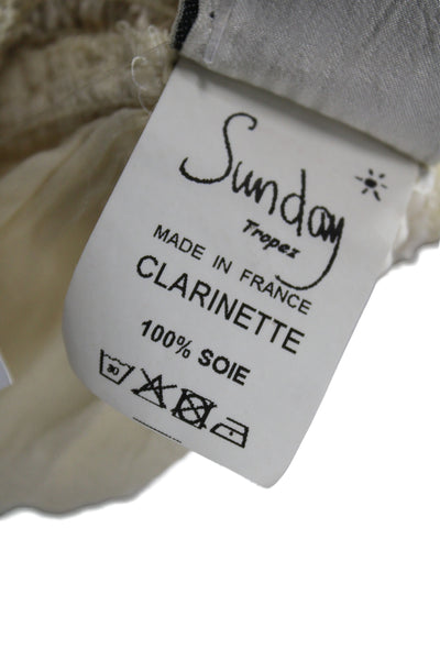 Sunday Tropez Womens Mini Silk Skirt Ivory Pull On Beach Spring Size One Size