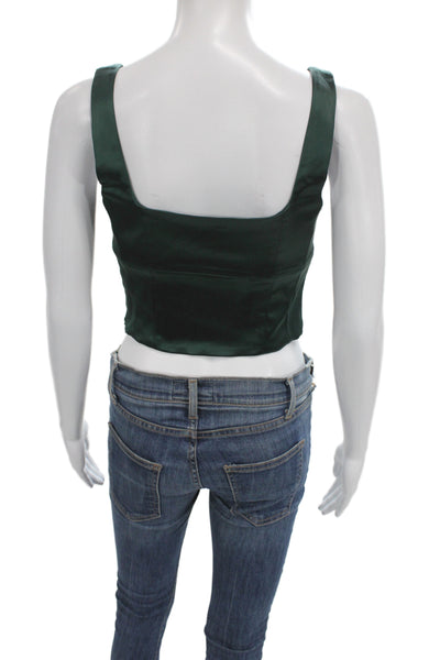 Wilfred Womens Green Satin Square Neck Tank Zip Sleeveless Party Size S