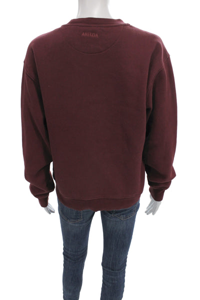 Aritzia Womens Pullover Sweatshirt Red Crew Neck Long Sleeve Size XS