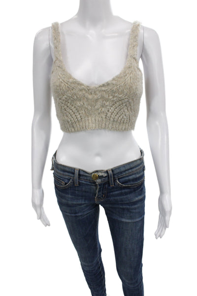 Jonathan Simkhai Women Pullover Wool V-Neck Sleeveless Beige Size S