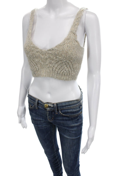 Jonathan Simkhai Women Pullover Wool V-Neck Sleeveless Beige Size S