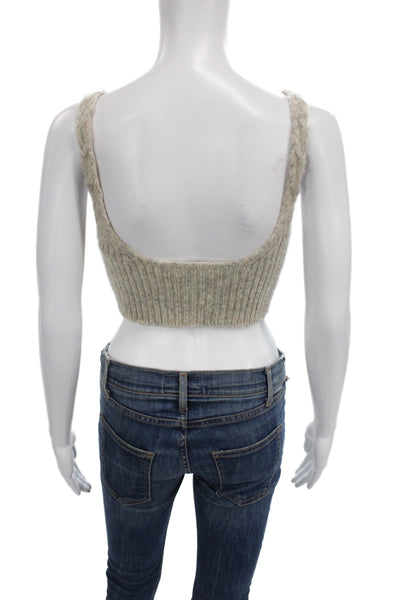 Jonathan Simkhai Women Pullover Wool V-Neck Sleeveless Beige Size S