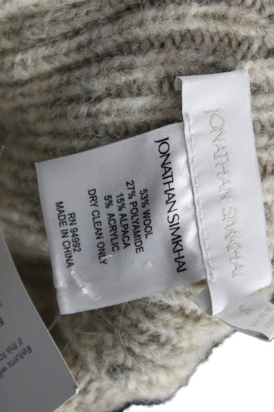 Jonathan Simkhai Women Pullover Wool V-Neck Sleeveless Beige Size S