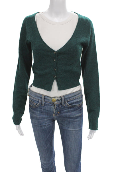 Wilfred Womens Cardigan V-Neck Wool Long Sleeve Green Size M