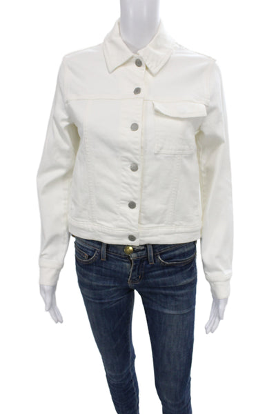 Comptoir Des Cotonniers Womens Basic Jacket White Cotton Button Size 36