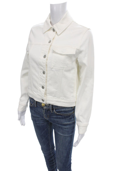 Comptoir Des Cotonniers Womens Basic Jacket White Cotton Button Size 36