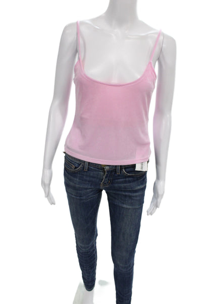 Guizio Women Pink Polyester Blend Sleeveless Tank Size L