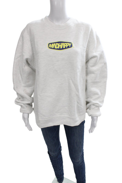 Madhappy Unisex Adults Gray Pullover Sweatshirt Crew Neck Cotton Blend Size M