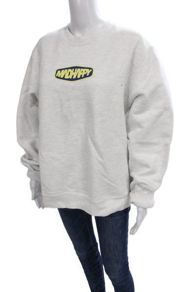 Madhappy Unisex Adults Gray Pullover Sweatshirt Crew Neck Cotton Blend Size M