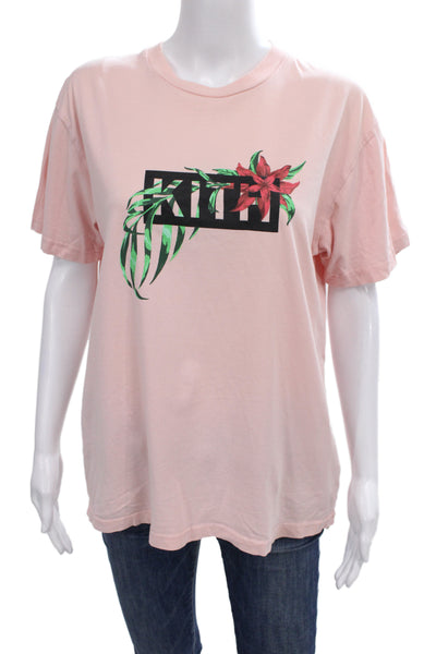 Kith Mens Pink Cotton Short Sleeve Floral Graphic T-Shirt Size M