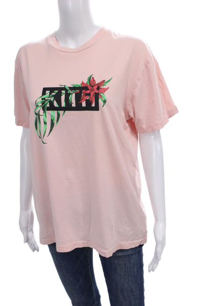 Kith Mens Pink Cotton Short Sleeve Floral Graphic T-Shirt Size M