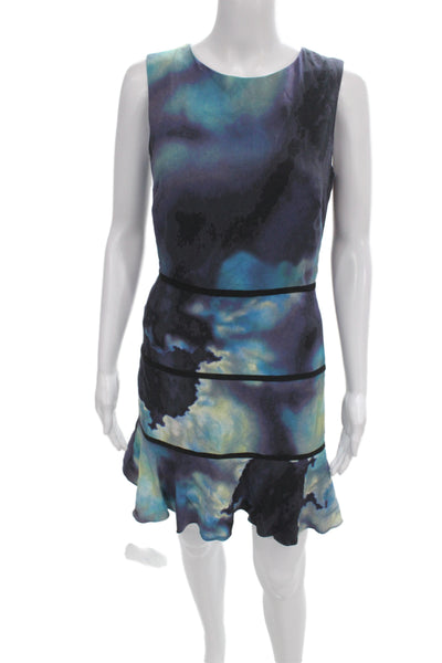 Artelier Nicole Miller Women Fit & Flare Tie Dye Midi Dress Sleeveless Size 4